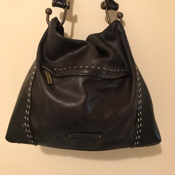 BCBGMaxAzaria Signature Black Leather Hobo Bag - Picture 4 of 12